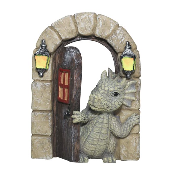 Adorno de jardín SHOWFEICAT, diseño de dragón, para puerta artesanal con forma de hada