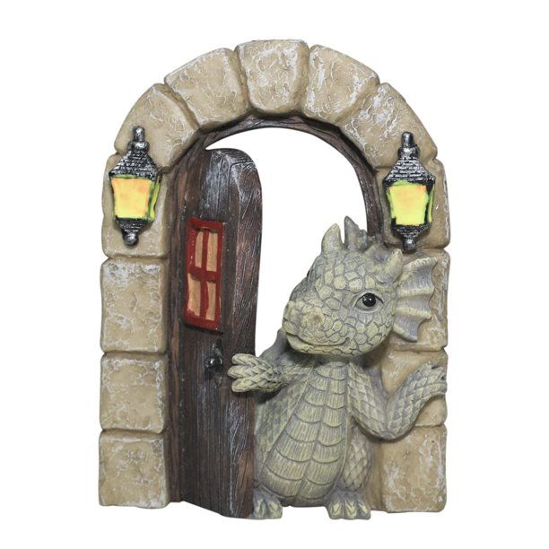 Adorno de jardín SHOWFEICAT, diseño de dragón, para puerta artesanal con forma de hada