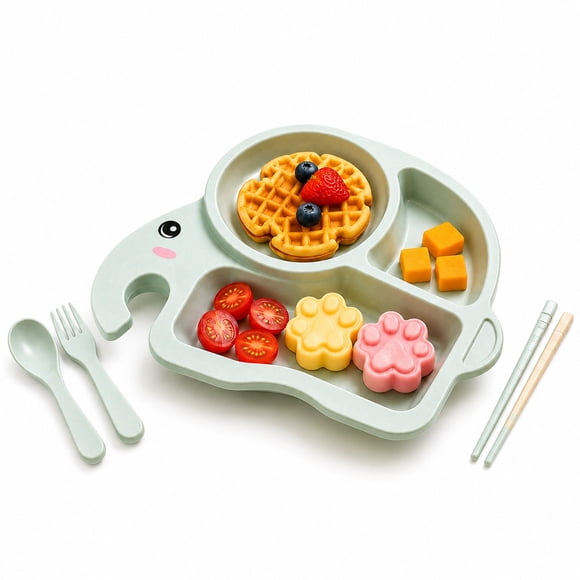 Set de Alimentación Infantil Elefante 6 Piezas: Estimula la Autonomía y Facilita tu Rutina diaria