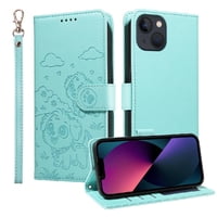 Funda Billetera Foxdock Compatible Con Iphone 14 Plus , Diseño Perrito Tierno, Ranuras Para Tarjetas Y Soporte Plegable