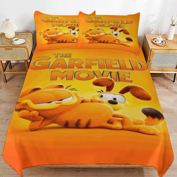 x30 Garfield Bed Duvet Cover Microfiber Bedding Sets 3D Printed Lightweight 3 Piece Comforter Sets, 1 Duvet Cover And 2 Pillow Shams for Kids Boys Girls 79"x90" jn30