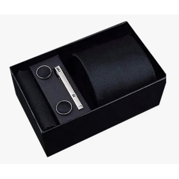 Set Corbata, Pañuelo Y Colleras Negro