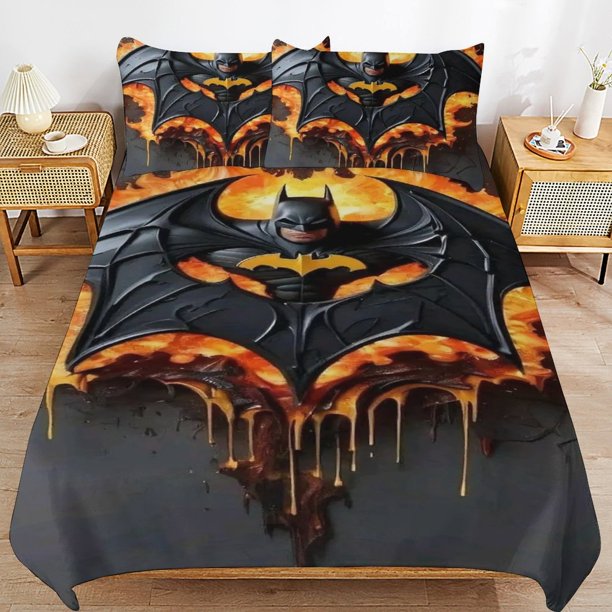 Batman Bedding Sets Ultra Soft Skin-Friendly Duvet Cover 3 Piece, Cute Comforter Cover Bed Set for Boys Girls Kids