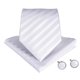 thumbnail image 5 of Corbata blanca rayas hombre seda paño y colleras Blanco striped, 5 of 7