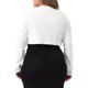 thumbnail image 3 of Agnes Orinda Cárdigan de Talla Grande para Mujeres, Chaquetas de Manga Larga, Casual, Abierto al Frente, Cárdigans Cortos 1X Blanco, 3 of 6