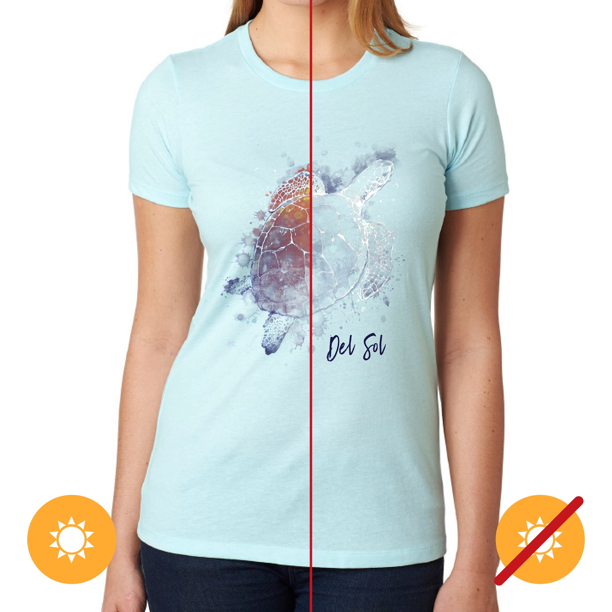 Camiseta Delsol Cambio De Color Azul Hielo Mediana