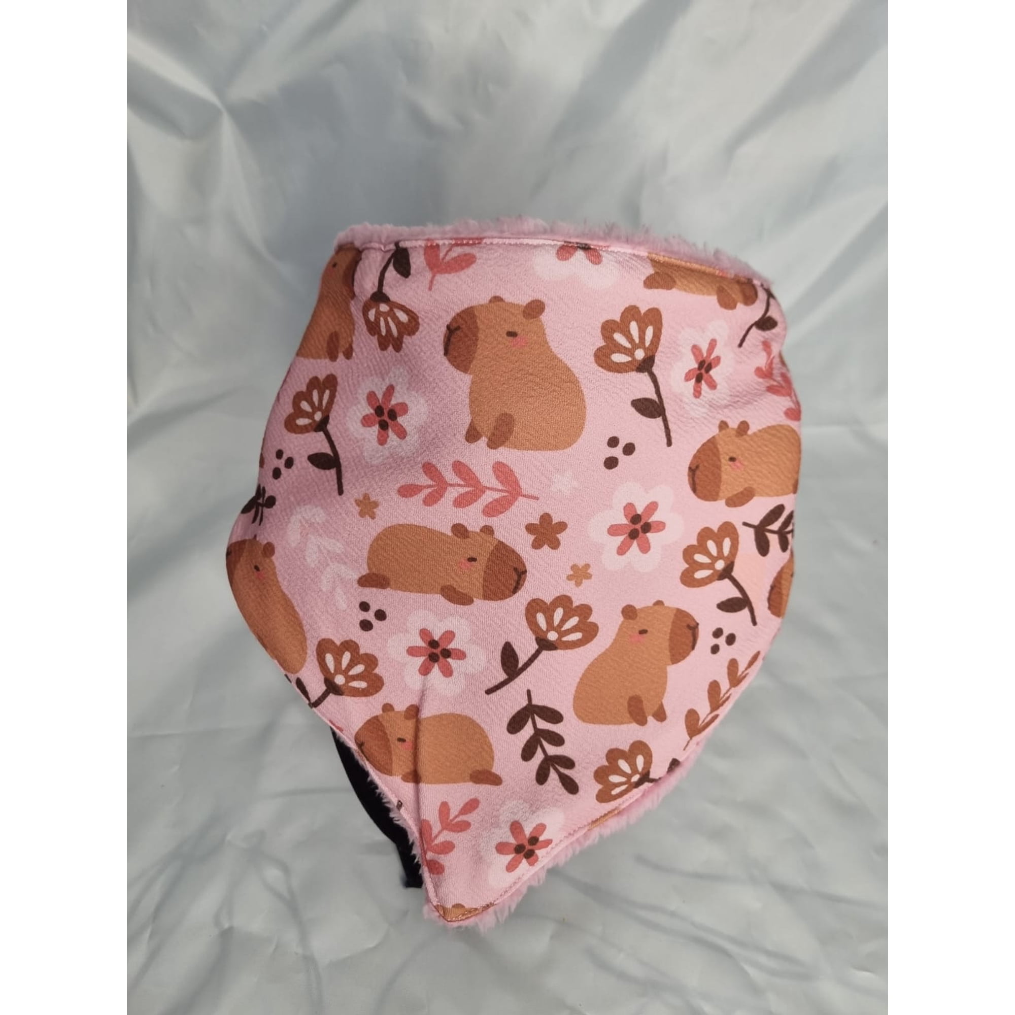 Bandana mascota invierno capibara rosa talla XL