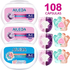 Aileda Detergente En Cápsulas 108 Cáps(Fresias Y Lirios+Sakura)Desmanchador Producto De Limpieza