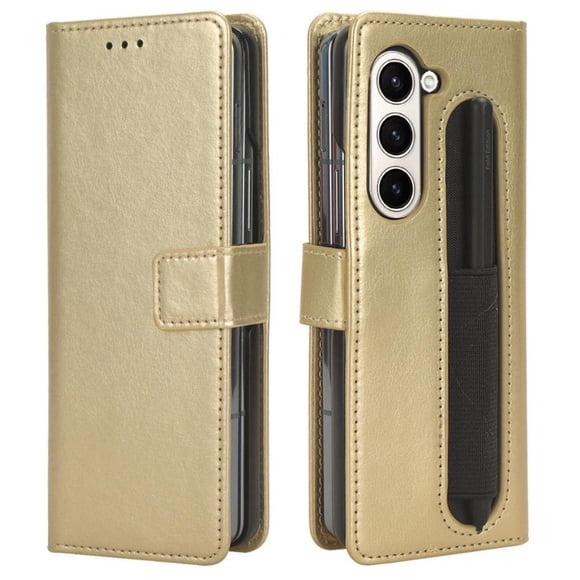 Funda tipo libro para Samsung Galaxy Z Fold 6, cartera todo‑en‑uno, funda multifuncional con tarjetero y correa de muñeca desmontable