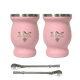 thumbnail image 1 of Vaso matero térmico 240 ml con bombilla acero inoxidable Set de 2 Rosa Melon, 1 of 6