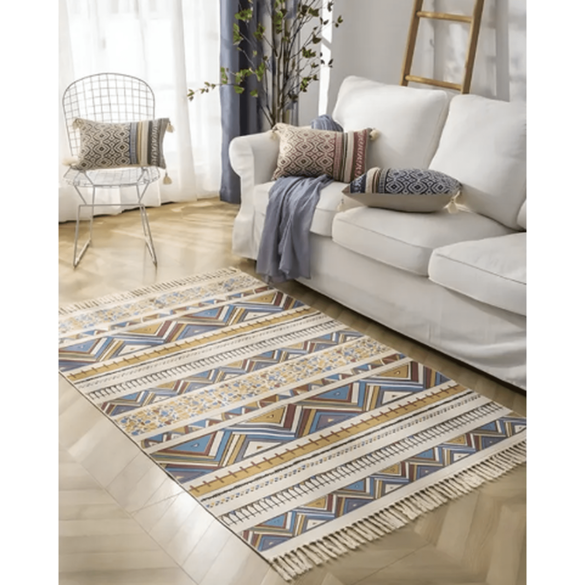 Diana - Alfombras De Lino 160 X 200 Elegantes Con Flecos