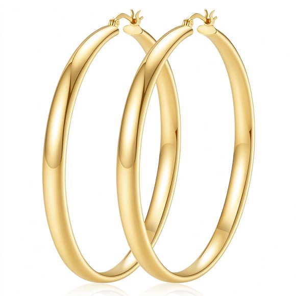 Pendiente de aro Dulcibella 50 mm chapado en oro de 14 k