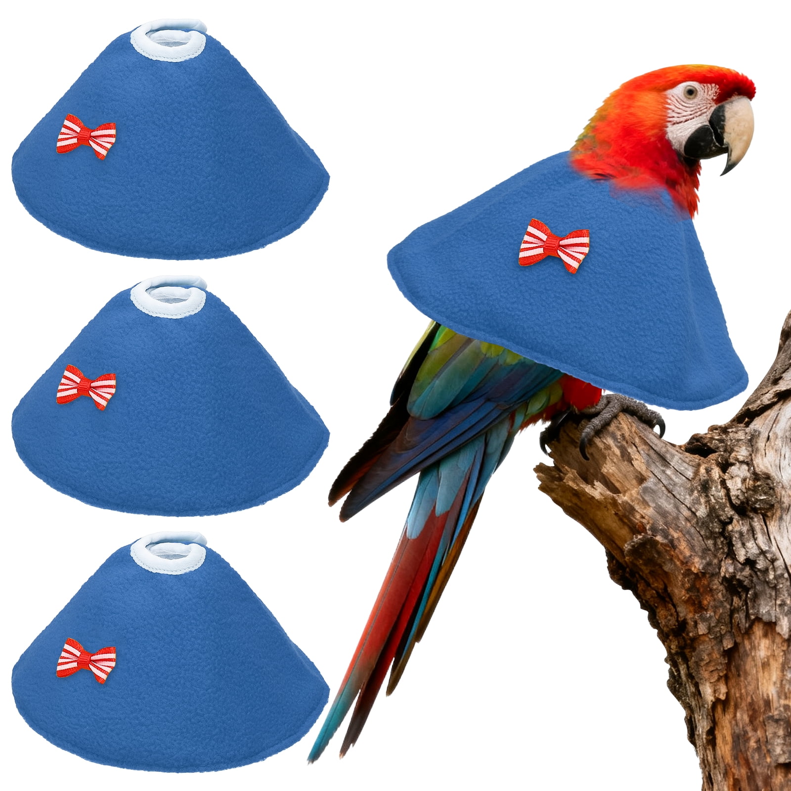 Collares para Aves Uxcell, Collar Cónico Protector de Recuperación, Conos Ajustables Suaves Anti-Mordeduras para el Cuello de Plumas (Azul, L, 3 Piezas)