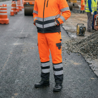 T-World - Pantalón Reflectante Bicolor Alta Visibilidad Clase 2 Hombre Naranjo/Gris