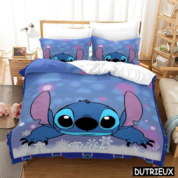 Cute Lilo And Stitch Queen King Size Bedding Set Cartoon 3D Print Comforter Cover With Pillowcase Home Textile Bedclothes Bed Sheets