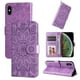 thumbnail image 1 of Funda tipo cartera FOXDOCK para iPhone Xs Max , diseño girasol en relieve, cuero PU, cierre magnético, soporte y tarjetero, 1 of 5