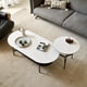 thumbnail image 3 of Coffee table ceramic Coffee Table, MDF painting Double Layer Coffee Table for Living Room, white ceramic and Coffee Brown Bottom Shelf, 3 of 3