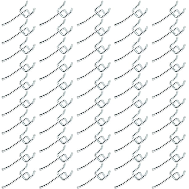 Ganchos para madera perforada Rawall de gran diámetro, 50 unidades, en forma de L, 2 cm