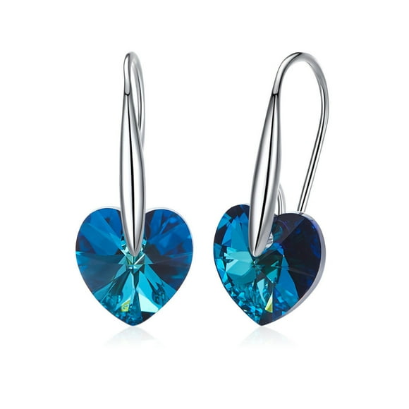 Aros Corazón Plata Italiana - Azul