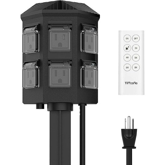 TiFFCOFiO Temporizador para Exterior con Estaca y Control Remoto de 100 pies