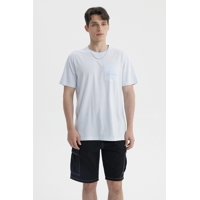 Fashionspark - Polera Hombre Con Bolsillo Print Celeste Claro