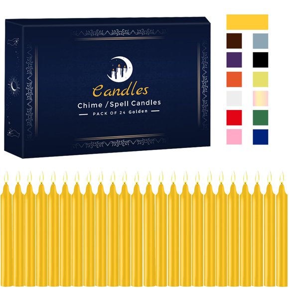 Vela Kunrsug Pack de 24 Mini Velas Doradas de 10 cm sin Aroma