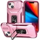 thumbnail image 1 of Funda Armada para iPhone 15 Plus con Tapa Deslizante y Soporte Magnético Giratorio Rosa, 1 of 5