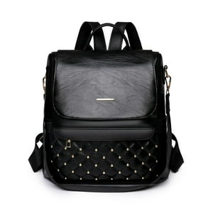 Importclick - Mochila Cartera Bolso Antirrobo Ecocuero Impermeable Negro 29X28X13 Cm
