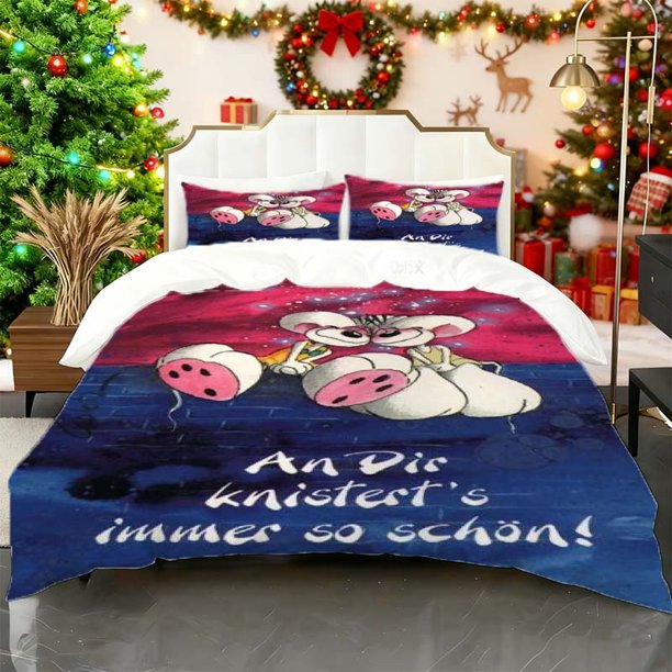 Cute Rat Love Stories Print Duvet Cover Set Theme Bedding Set Duvet Cover Pillowcase Set Soft Comfortable Suitable for Home And Bed