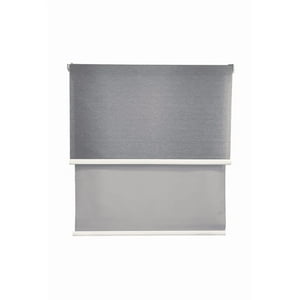Genérico - Cortina Roller Blackout 2 Paños 120X240 Doble Visillo Gris Sin Cenefa