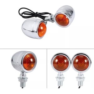 Distrithunder - Intermitentes Cromados De Metal Para Moto 2 Unidades