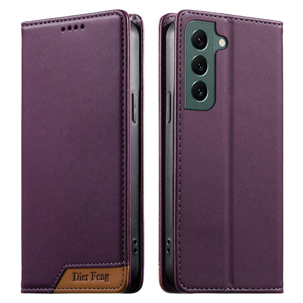Foxdock - Funda Tipo Cartera De Cuero Sintético Para Samsung Galaxy S22 Bloqueo Rfid, Con Ranuras Para Tarjetas Y Bolsillo Para Efectivo, Cierre Magnético Fuerte Morado