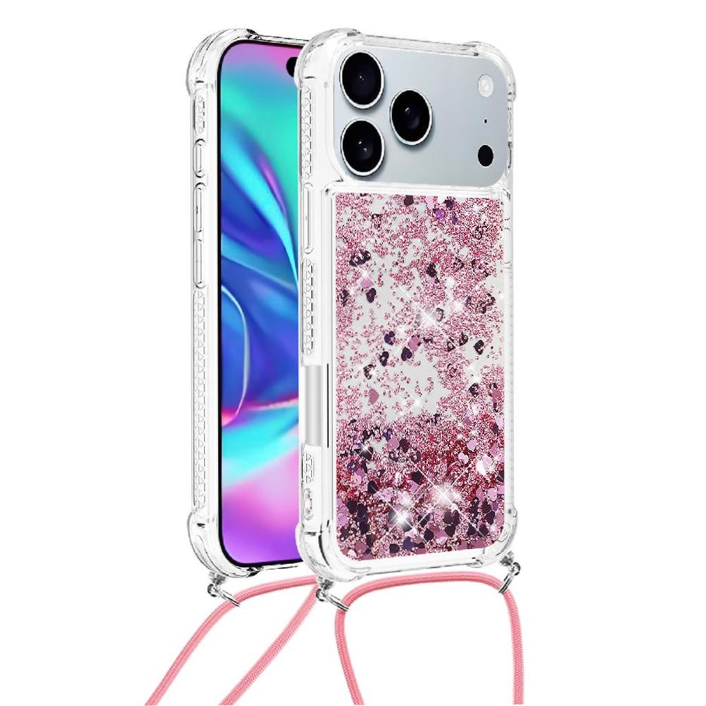Funda Foxdock Para Iphone 17 Pro Max Con Cuerda Ajustable, Brillo Líquido, Protección Antigolpes Y Lente – Ideal Para Regalo