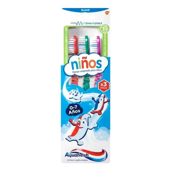 Aquafresh cepillo dental niños pack 3 unidades