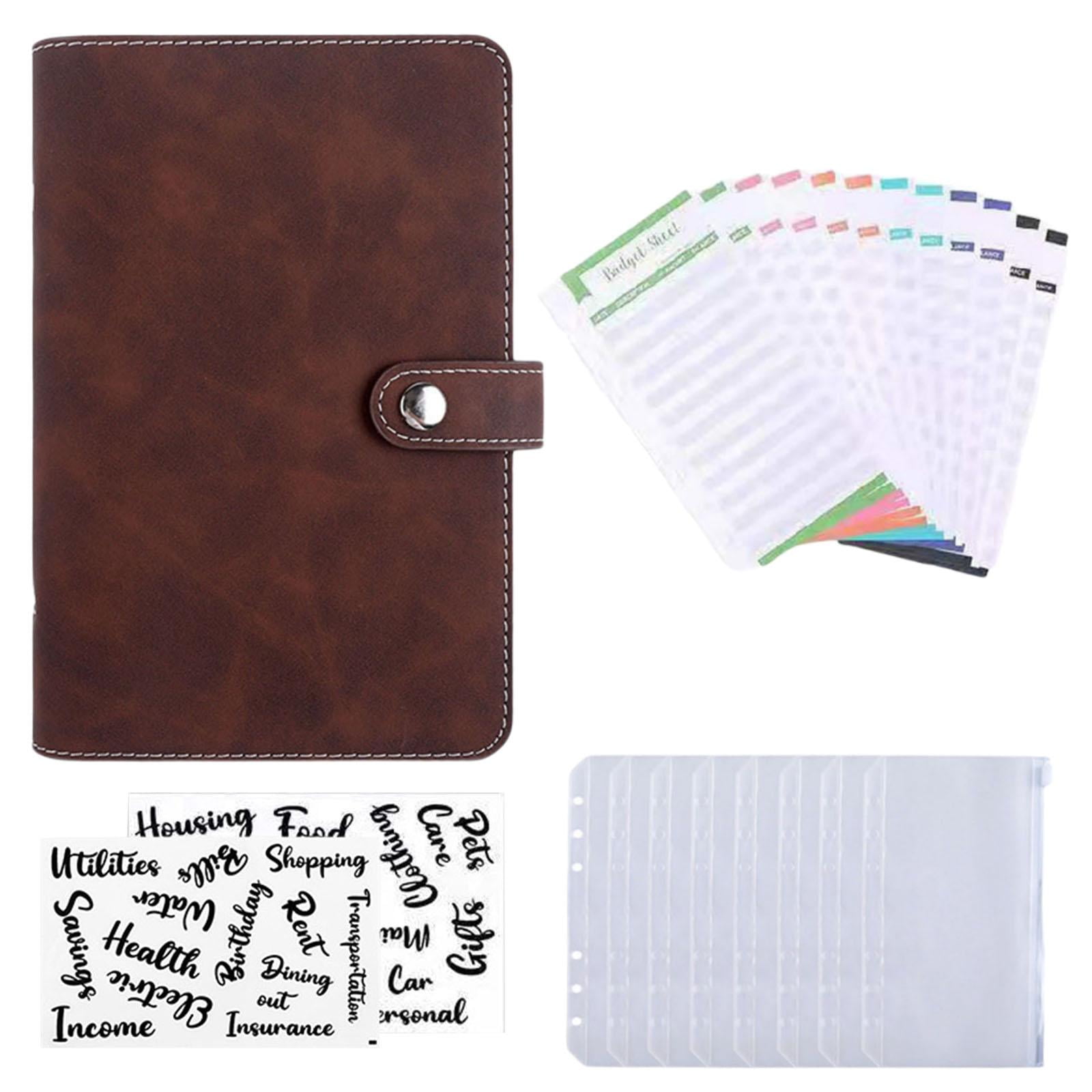 Magideal - Carpeta De Encuadernación De Sobres De Material Cuero Para Dinero Con 8 Uds. Bolsillos De Encuadernación Con Cremallera Organizador De Ahorro De Dinero Planifi Marron Oscuro