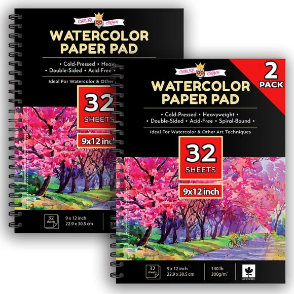 Papel de acuarela con forma de corona calcárea, paquete de 2 (64 hojas), 300 g/m²