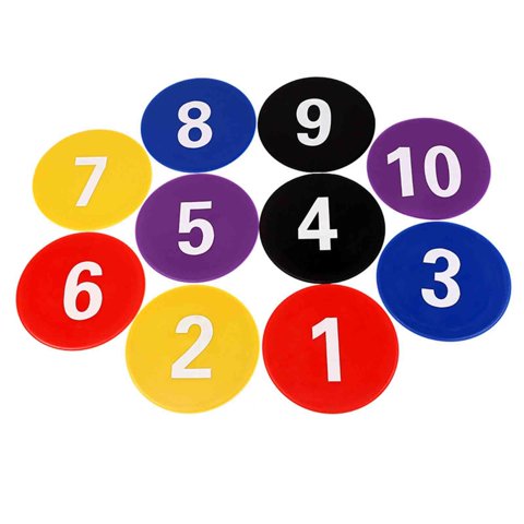 Magideal - 10X Marcadores De Puntos De Suelo Numerados Almohadilla De Marcado De Práctica Almohadilla De Entrenamiento De Marcadores De Disco Plano Antideslizant Vistoso