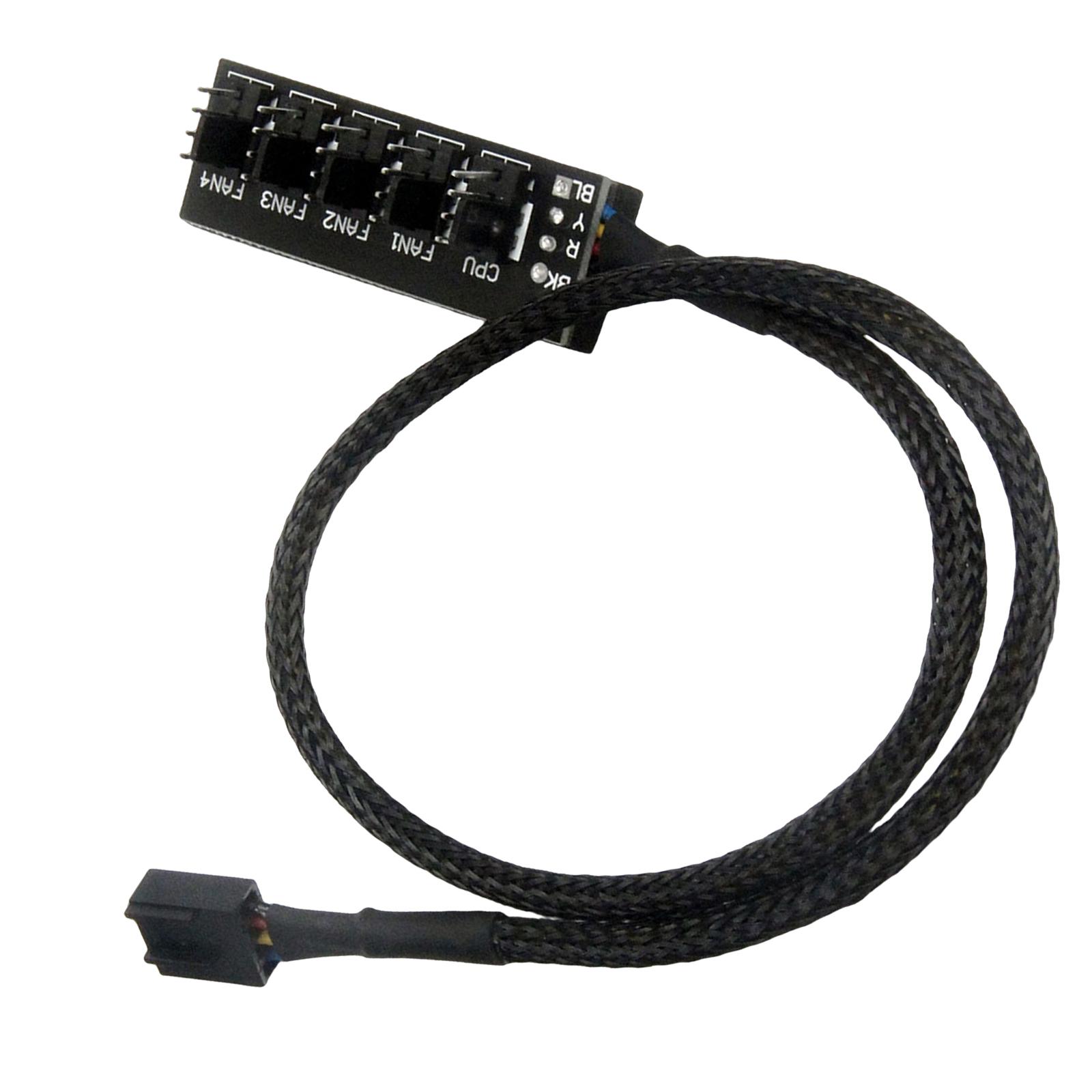 Magideal - Divisor De Concentrador De Ventilador Pwm, 5 Vías, 4 Piezas, Negro, 40Cm/15,7 Pulgadas, Adaptador , Cable De Alimentación, Cable Para Enfriador