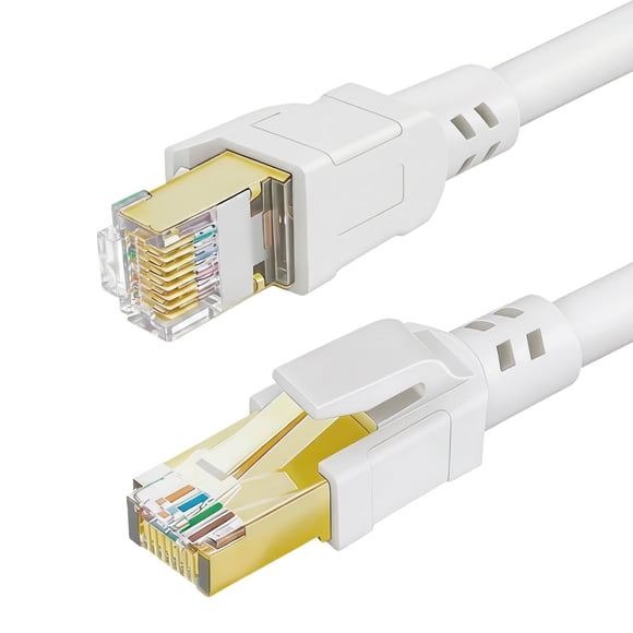 Cable Ethernet Cat 8 De 0 5 M (paquete De 2) 40 Gbps 2000 Mhz Blanco