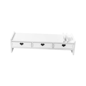 Magideal - Soporte Elevador Para Monitor, Elevador Para Monitor De Computadora, Estante Para Computadora, Estante De Almacenamiento Para Escritorio, Soporte Para 3 Cajones Blancos