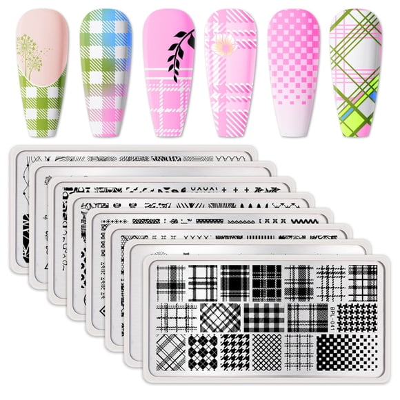 Juego de Placas de Estampado para Uñas Born Pretty – Cuadros, Flores y Encaje
