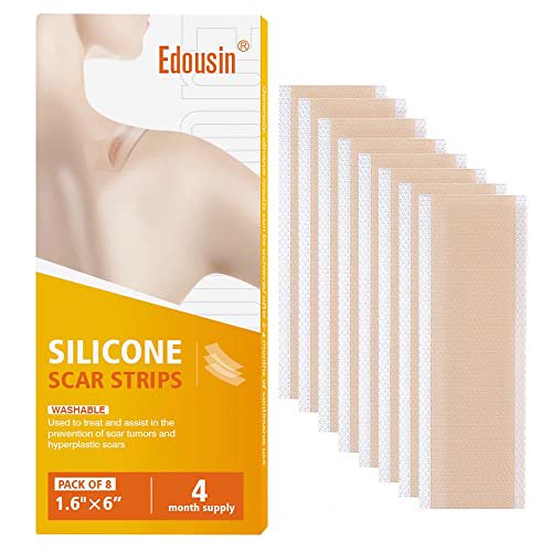 Tiras de silicona para cicatrices Edousin 4 cm × 15 cm, paquete de 8, 4 meses