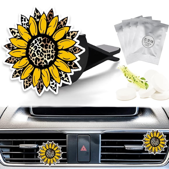 Ambientador de coche con clip Lynzetqy, diseño de leopardo y girasol