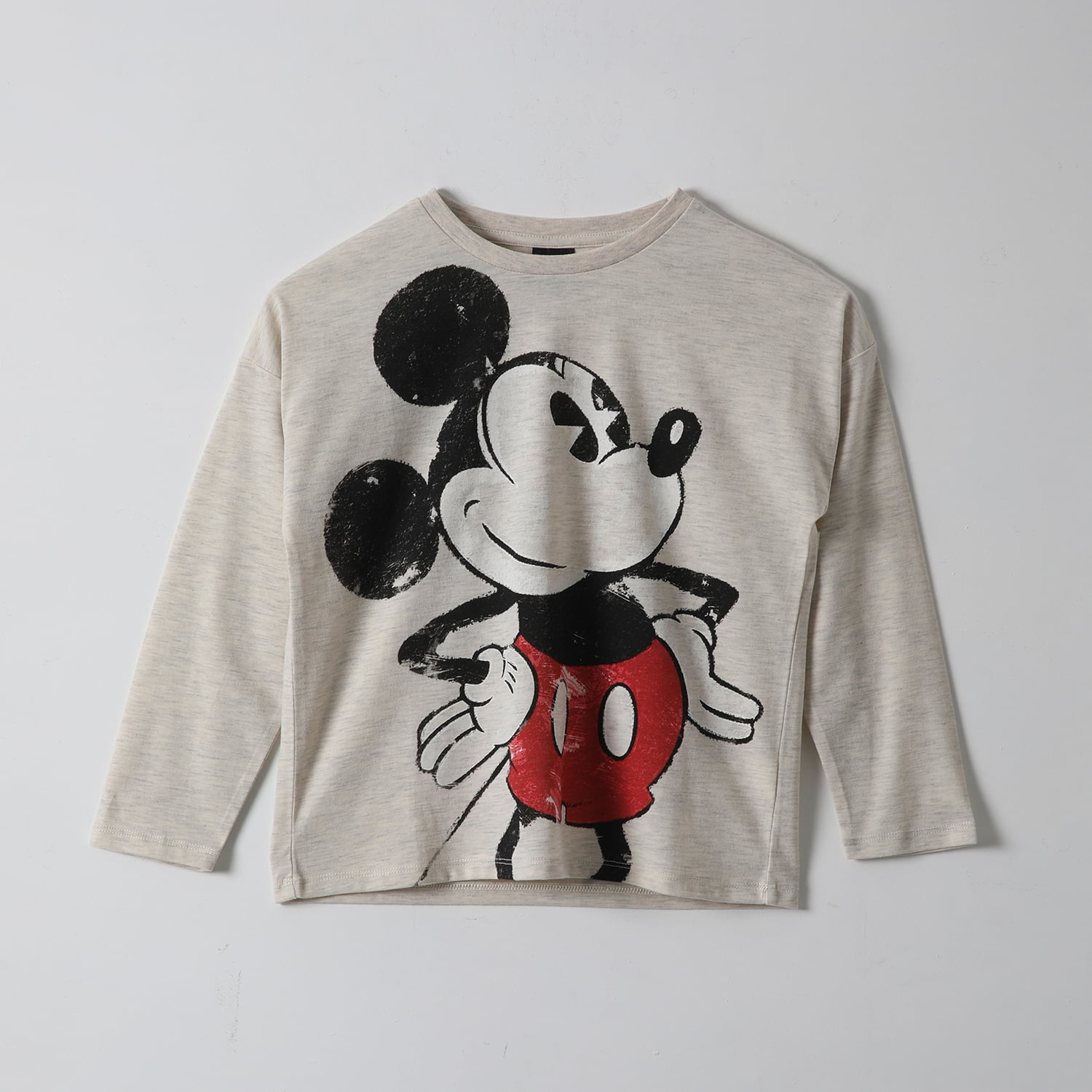 Polera Manga Larga Niña Mickey Dibujo Gris Disney