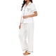 thumbnail image 4 of INSPIRE CHIC Conjunto de Pijama para Mujer Camisa de Botones con Lazo de Manga Corta y Pantalones Pijamas Suaves para Novias Conjunto de Dos Piezas para Descanso L Blanco, 4 of 6