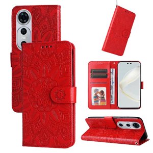 Funda Tipo Cartera Foxdock Para Huawei Nova 12 Pro , Diseño Girasol En Relieve, Cuero Pu, Cierre Magnético, Soporte Y Tarjetero