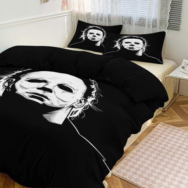 Michael Myers Print Bedding Set Pattern Duvet Cove Set3 Pieces Quilt Cover And Pillowcases for Women Men Teens choose fro