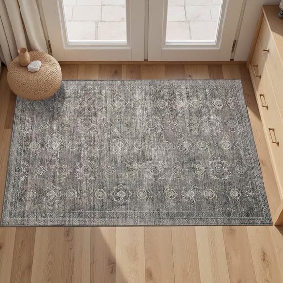 Alfombra Rugxara 61 × 91 cm Lavable Antideslizante Gris Topo/Gris