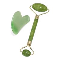 Concepts Life - Rodillo Masajeador Facial Y Piedra De Jade 100% Natural