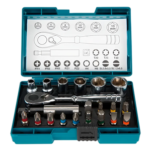 Genérico - Juego De Dados 1/4 + Puntas Makita 21 Piezas B-54081 Plateado